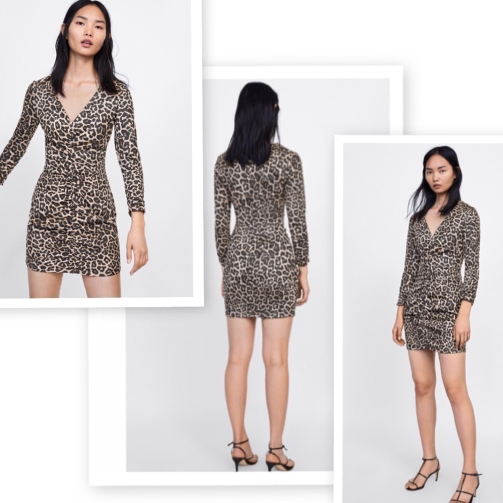 Zara Faux Suede animal print dress NWT D88